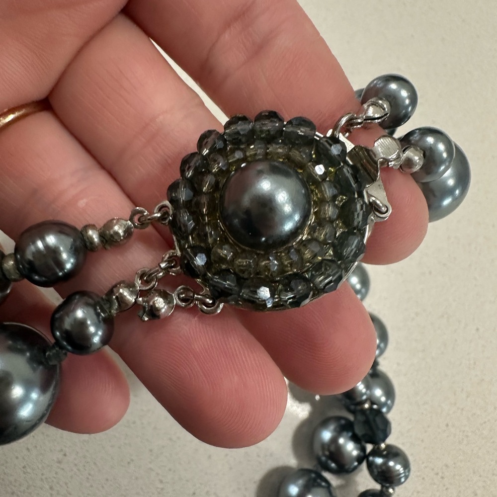 Vintage Elegant Silver Pearl choker Necklace